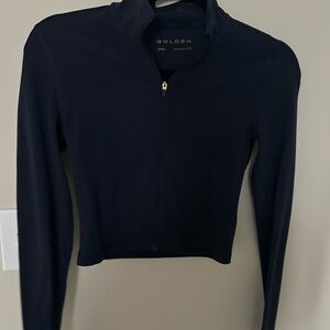 Aritzia GOLDEN butter Navy Zip-Up Top